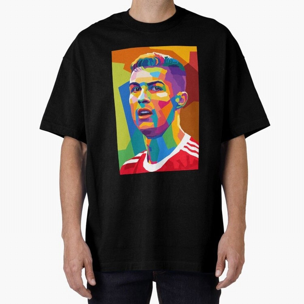 Cristiano Ronaldo Wpap Pop Art Oversized T-Shirt Elevate Match Day Hype around FIFA World Cup 2026 USA Canada Mexico, CR7 and Messi, England, Fan Favorite Moments, National Team Passion, Big Match Drama and Soccer History; Built for Supporters