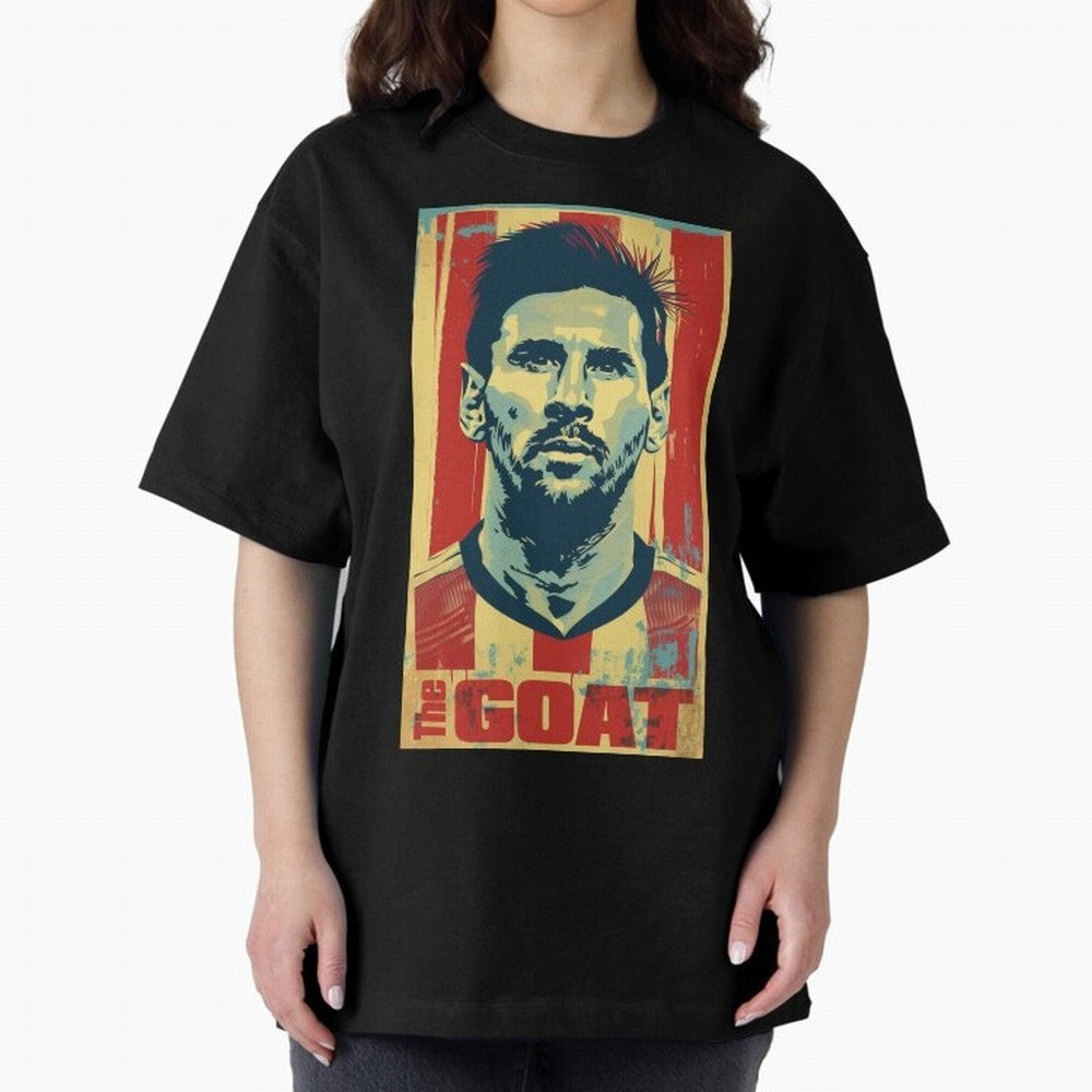 Messi The GOAT Graphic poster design Oversized T-Shirt Relive the Noise and Pride of FIFA World Cup 2026 Group Stage Centered on Messi, CR7 and Mbappe, Germany Energy, Football Festival Excitement, Trophy Ambitions, Country Rivalries and Star