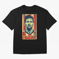 Messi The GOAT Graphic poster design Oversized T-Shirt Relive the Noise and Pride of FIFA World Cup 2026 Group Stage Centered on Messi, CR7 and Mbappe, Germany Energy, Football Festival Excitement, Trophy Ambitions, Country Rivalries and Star