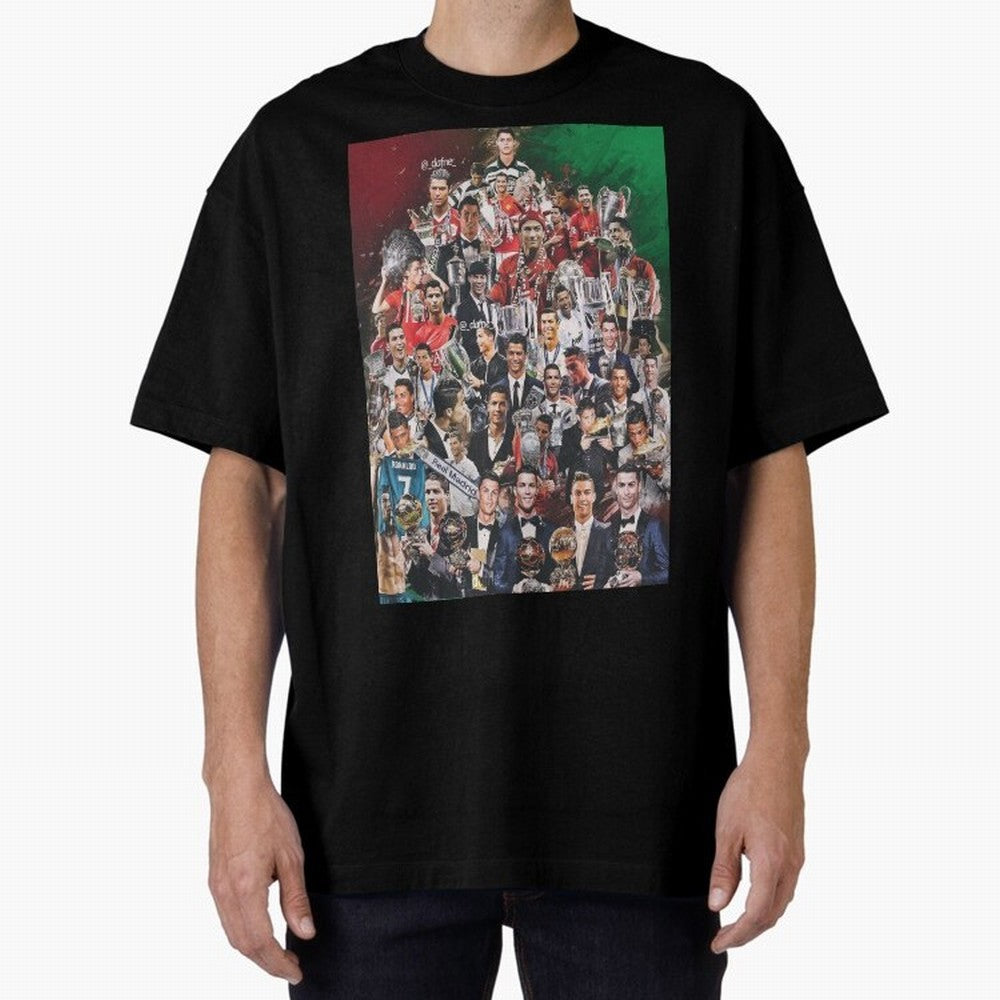 Cristiano Ronaldo (5th Ballon D'Or) Oversized T-Shirt Fuel Your Fan Pride for FIFA World Cup 2026 Spirit, Featuring Portugal, Haaland and Mbappe, Supporter Pride, Iconic Celebrations, Legendary Names and Global Match Day Energy; Made for Collectors