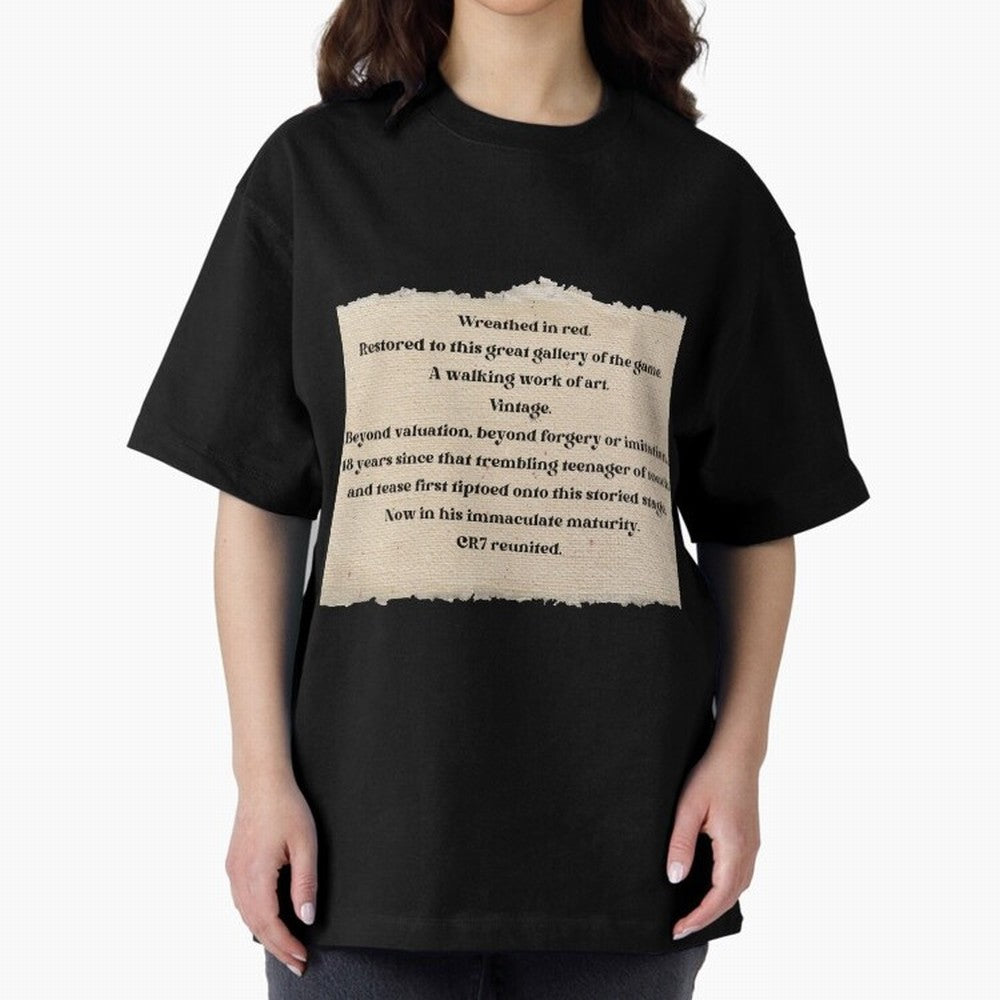 Cristiano Ronaldo Peter Drury Oversized T-Shirt Unlock Match Day Hype around FIFA World Cup 2026, Cristiano Ronaldo, Haaland and CR7, Argentina and Brazil, Classic Soccer Heritage, Championship Pressure, Fan Loyalty and International Pride; Created