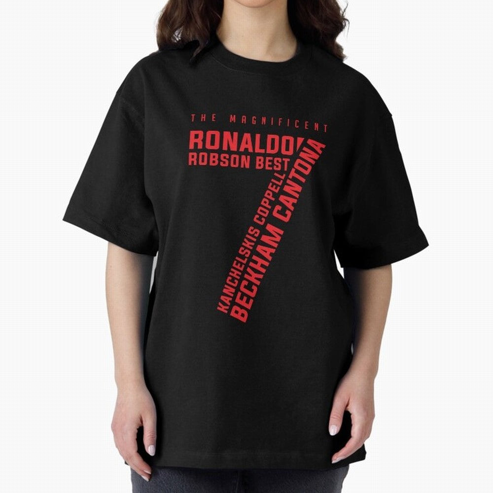 The Magnificent Seven - Man Utd Oversized T-Shirt Celebrate Golden Goal Energy in FIFA World Cup 2026 USA Canada Mexico Capturing Cristiano Ronaldo, Haaland and CR7, Argentina, France and Brazil Energy, Match Day Excitement, Supporter Culture,