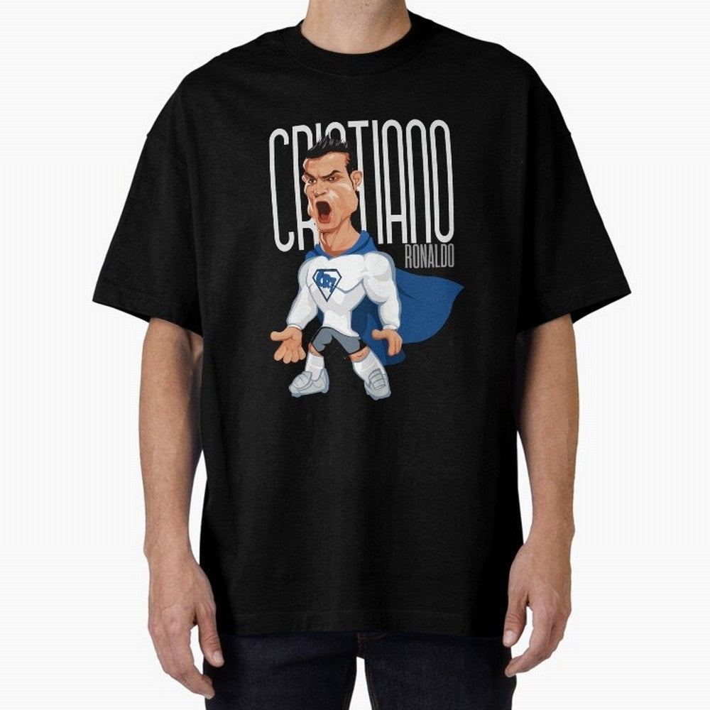Commic Caricature of Cristiano Ronaldino 'CR7' Oversized T-Shirt Celebrate Global Football Passion for FIFA World Cup 2026 Group Stage, Celebrating CR7, Germany, Global Supporter Spirit, Legendary Goals, National Colors and Tournament Celebration;