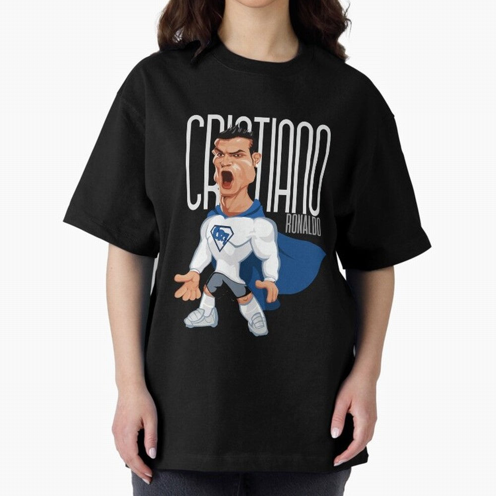 Commic Caricature of Cristiano Ronaldino 'CR7' Oversized T-Shirt Celebrate Global Football Passion for FIFA World Cup 2026 Group Stage, Celebrating CR7, Germany, Global Supporter Spirit, Legendary Goals, National Colors and Tournament Celebration;