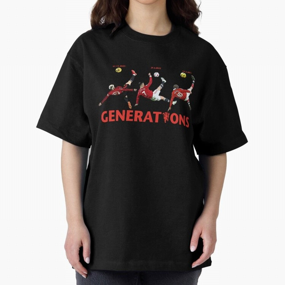 Generations of Manchester United Oversized T-Shirt Relive the Noise and Pride of Global Football Passion for FIFA World Cup 2026 Group Stage, Driven by Haaland and Mbappe, Argentina and Brazil, Match Day Excitement, Supporter Culture, Golden Goals