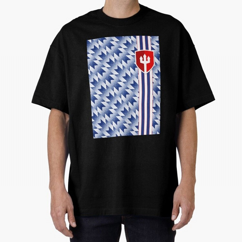Manchester United 94 Away Jersey Pattern Oversized T-Shirt Make the Season About FIFA World Cup 2026 Group Stage Spirit, Connected to Spain and Netherlands, CR7 and Messi, Worldwide Fan Energy, Dramatic Goals, Stadium Lights and Championship