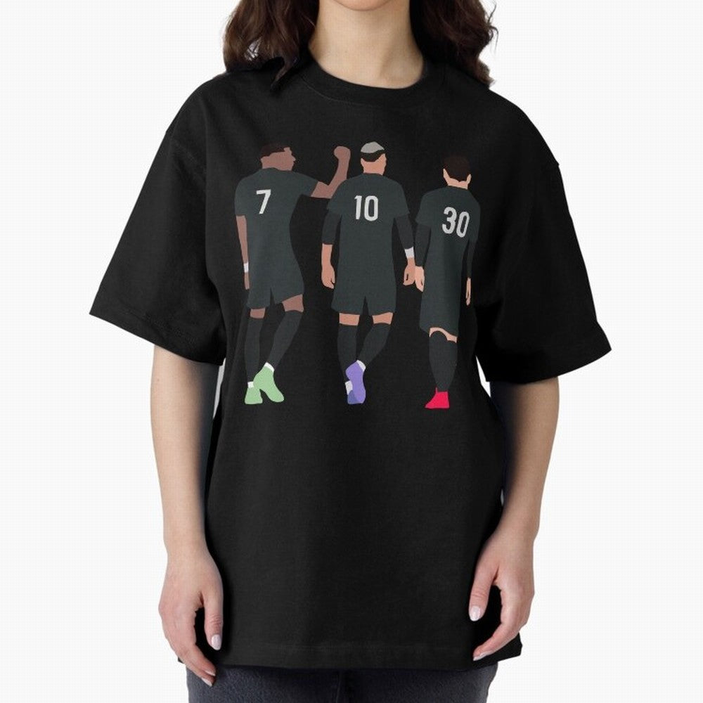 Messi Neymar France Football Players Trio Mmn #y79 Oversized T-Shirt Fuel Your Fan Pride for FIFA World Cup 2026 Group Stage Celebrating Messi, Neymar and Mbappe, England and Germany Energy, Sports Nostalgia, International Competition, Famous