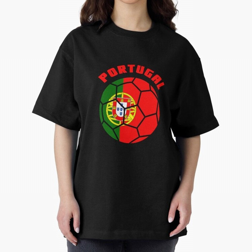 Portugal Football Soccer Ball Oversized T-Shirt Feel the Trophy Chase of FIFA World Cup 2026 USA Canada Mexico Inspired by Messi, Portugal, Spain and Germany Energy, Retro Football Energy, Iconic Rivalries, Trophy Chase Drama and Stadium