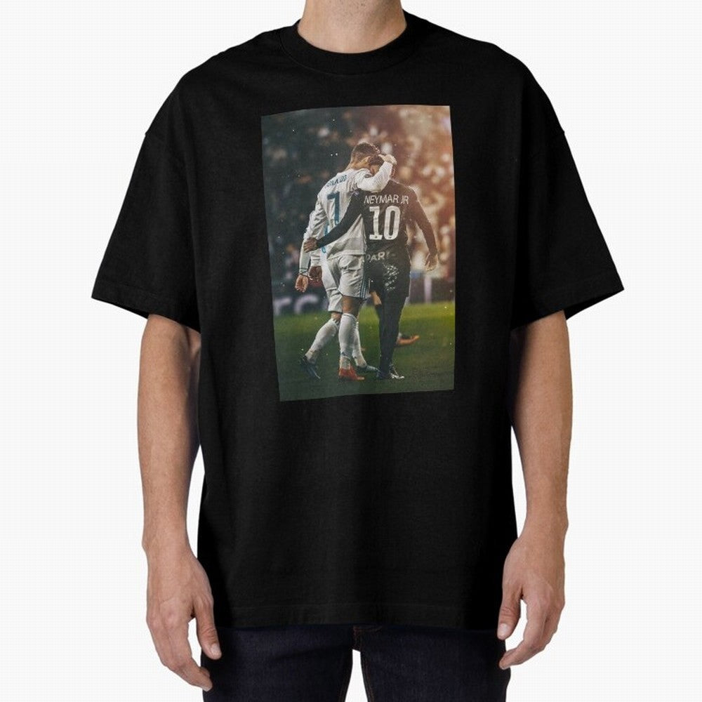 Neymar and Ronaldo Oversized T-Shirt Remember Iconic Moments from Global Football Passion for FIFA World Cup 2026, Inspired by Messi, CR7 and Mbappe, Brazil, Supporter Pride, Iconic Celebrations, Legendary Names and Global Match Day Energy; Ideal