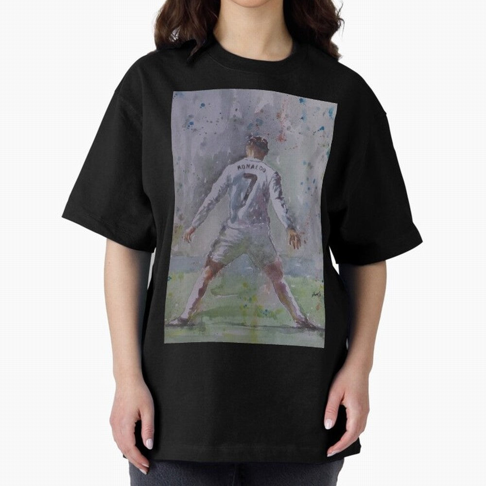 Cristiano Ronaldo - Portrait 2 Oversized T-Shirt Follow the FIFA World Cup 2026 USA Canada Mexico Journey through CR7 Highlights, Spain and Netherlands Pride, Vintage Soccer Flavor, Modern Football Stars, National Flags and Final Night Emotion;