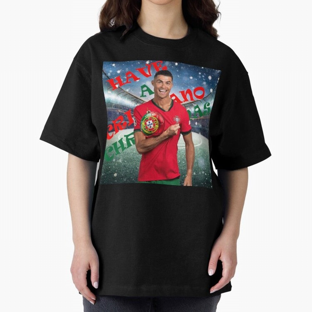 Have a Cristiano Christmas Oversized T-Shirt Honor the Beautiful Game during Global Football Passion for FIFA World Cup 2026 Group Stage, Built around CR7, Portugal, Spain and Germany, Championship Spirit, Famous Goals, Roaring Crowds and