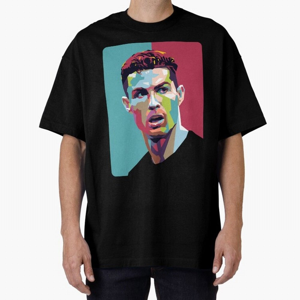 Cristiano Ronaldo 7 Pop Art Portrait Oversized T-Shirt Feel the Heartbeat of the FIFA World Cup 2026 Group Stage Journey through Messi and Cristiano Ronaldo Highlights, Argentina Pride, Football Passion, Legendary Performances, Festival Vibes and
