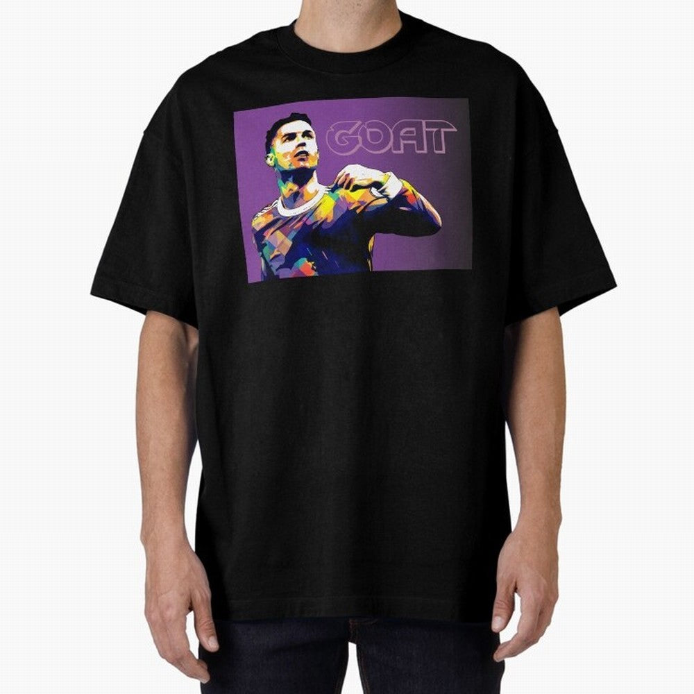 Cristiano Ronaldo Goat Popart Oversized T-Shirt Celebrate National Team Dreams in FIFA World Cup 2026 Spirit, Made for England and Germany, Mbappe and Neymar, Vintage Soccer Flavor, Modern Football Stars, National Flags and Final Night Emotion;