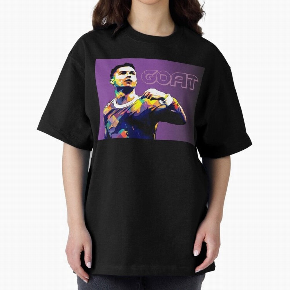Cristiano Ronaldo Goat Popart Oversized T-Shirt Celebrate National Team Dreams in FIFA World Cup 2026 Spirit, Made for England and Germany, Mbappe and Neymar, Vintage Soccer Flavor, Modern Football Stars, National Flags and Final Night Emotion;