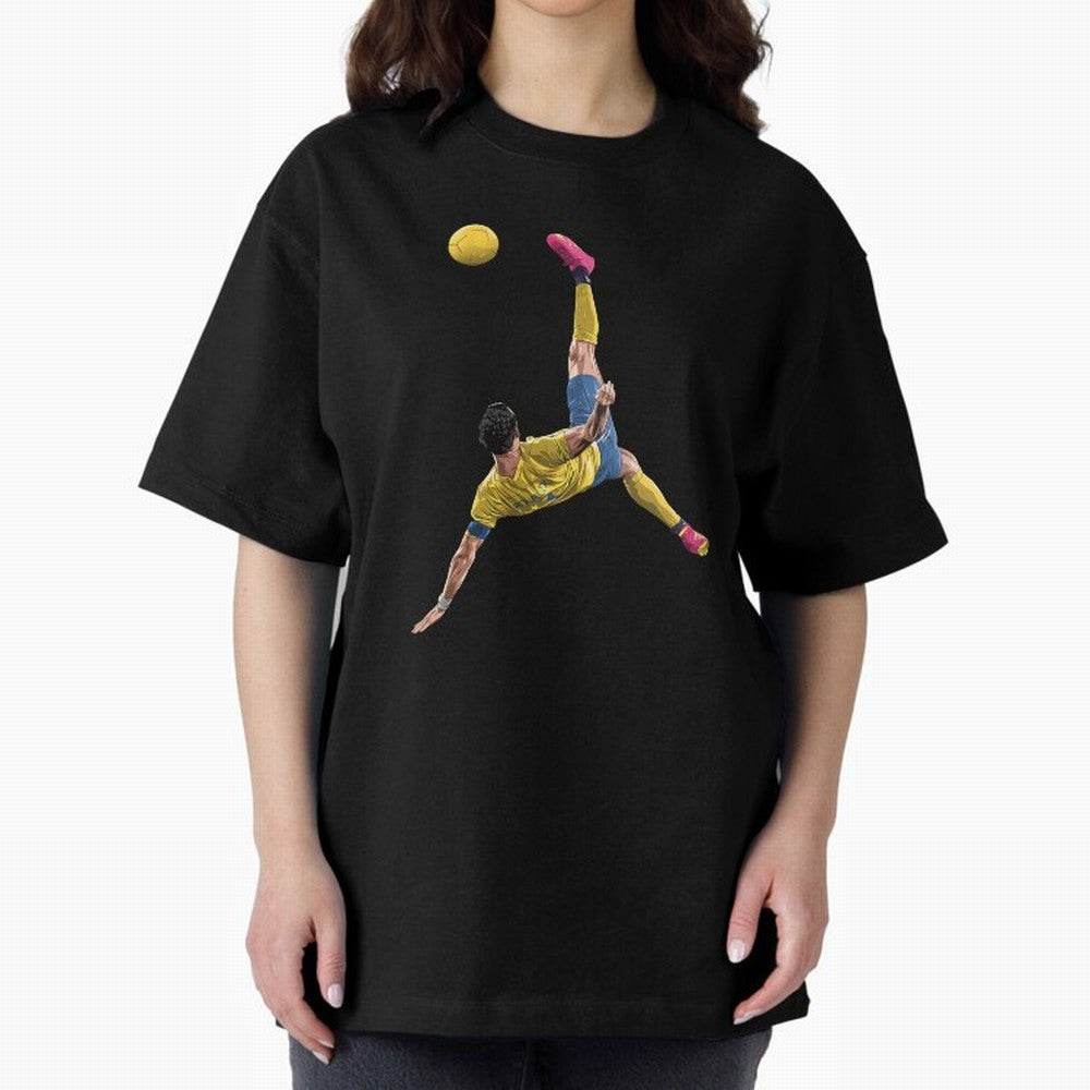 overheadkick bycyle shoot Oversized T-Shirt Create FIFA World Cup 2026 for Fans of Neymar, Haaland and Cristiano Ronaldo and Brazil, Portugal and Argentina, Bringing Supporter Pride, Iconic Celebrations, Legendary Names and Global Match Day Energy;