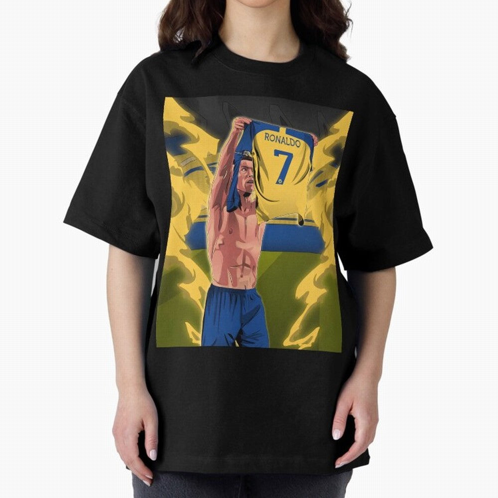 aksi copot kaos selebrasi Oversized T-Shirt Support Your Favorite Stars during FIFA World Cup 2026 Spirit, Capturing England, Messi, CR7 and Mbappe, Retro Football Energy, Iconic Rivalries, Trophy Chase Drama and Stadium Atmosphere; Created for