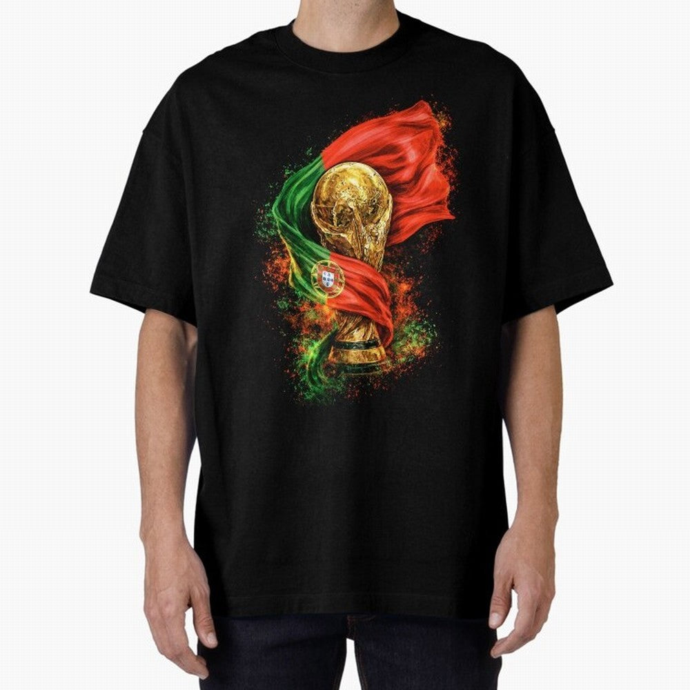 Portugal Football National Pride Oversized T-Shirt Support Iconic Players in FIFA World Cup 2026 Group Stage for Fans of Neymar, Haaland and Cristiano Ronaldo and Netherlands, Bringing Sports Nostalgia, International Competition, Famous Players and