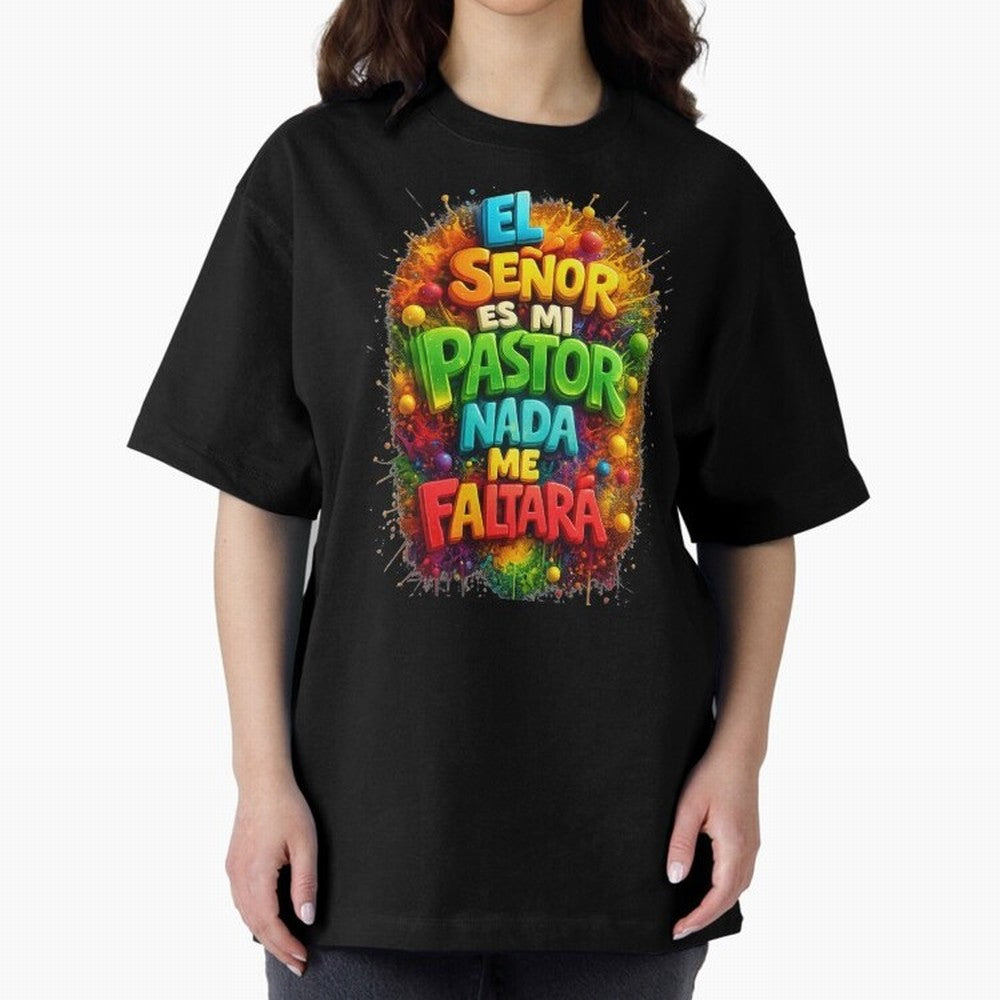 Modern 3D Psalm 23 Spanish Christian Art - El Se?or es mi Pastor Oversized T-Shirt Embrace Global Football Passion for FIFA World Cup 2026, Built around Messi, Neymar and Mbappe, Argentina, France and Brazil, Stadium Memories, Football Loyalty,
