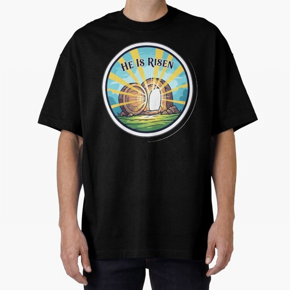 He Is Risen Indeed Easter Faith Sticker Oversized T-Shirt Support the Legends of FIFA World Cup 2026 USA Canada Mexico Spirit, Inspired by Germany, Mbappe, Soccer Culture, Superstar Moments, National Team Dreams and Competitive Fire; Created for