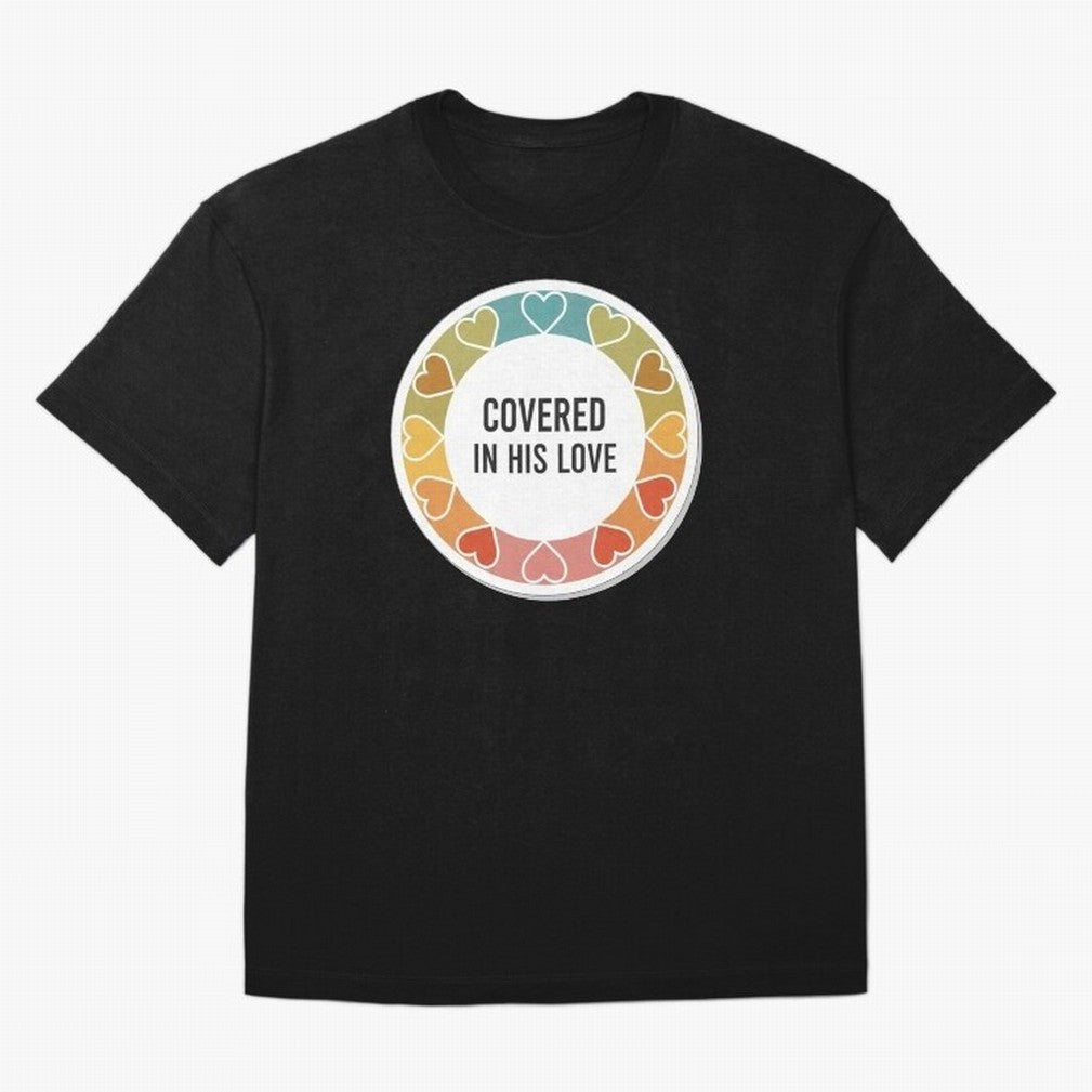 Covered in His Love Christian Encouragement Sticker Oversized T-Shirt Upgrade Match Day Hype around FIFA World Cup 2026 Group Stage, Haaland, England, Retro Football Energy, Iconic Rivalries, Trophy Chase Drama and Stadium Atmosphere; Built for