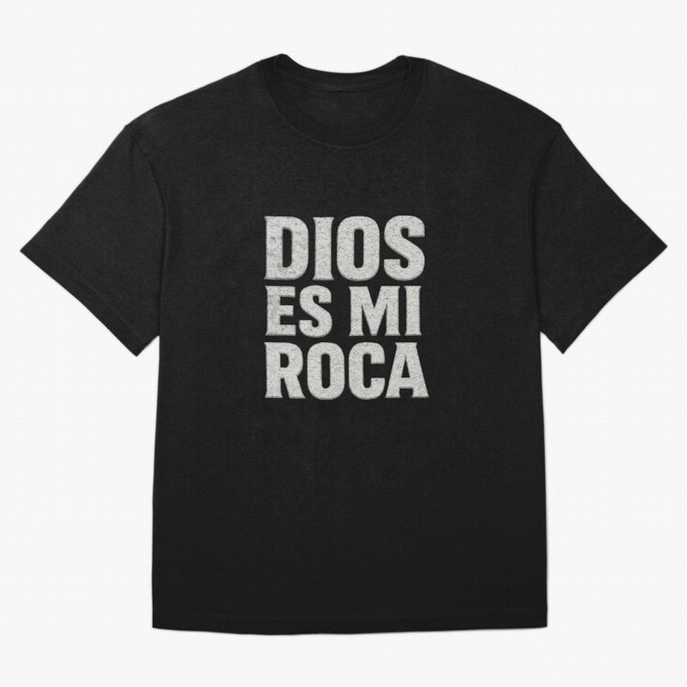 DIOS ES MI ROCA - White Stone Typography - Christian Oversized T-Shirt Support Global Football Passion for FIFA World Cup 2026 USA Canada Mexico, Built around CR7 and Messi, England, France and Netherlands, Worldwide Fan Energy, Dramatic Goals,