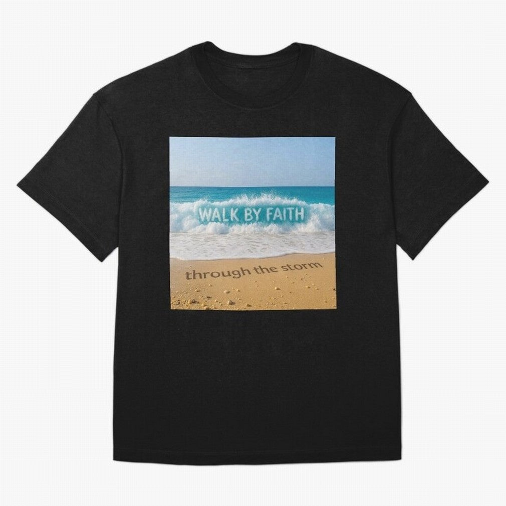 WALK BY FAITH - Through the Storm - Ocean Wave Art Oversized T-Shirt Honor the Football Icons of Match Day Hype around FIFA World Cup 2026 Group Stage, Mbappe, France, Global Supporter Spirit, Legendary Goals, National Colors and Tournament