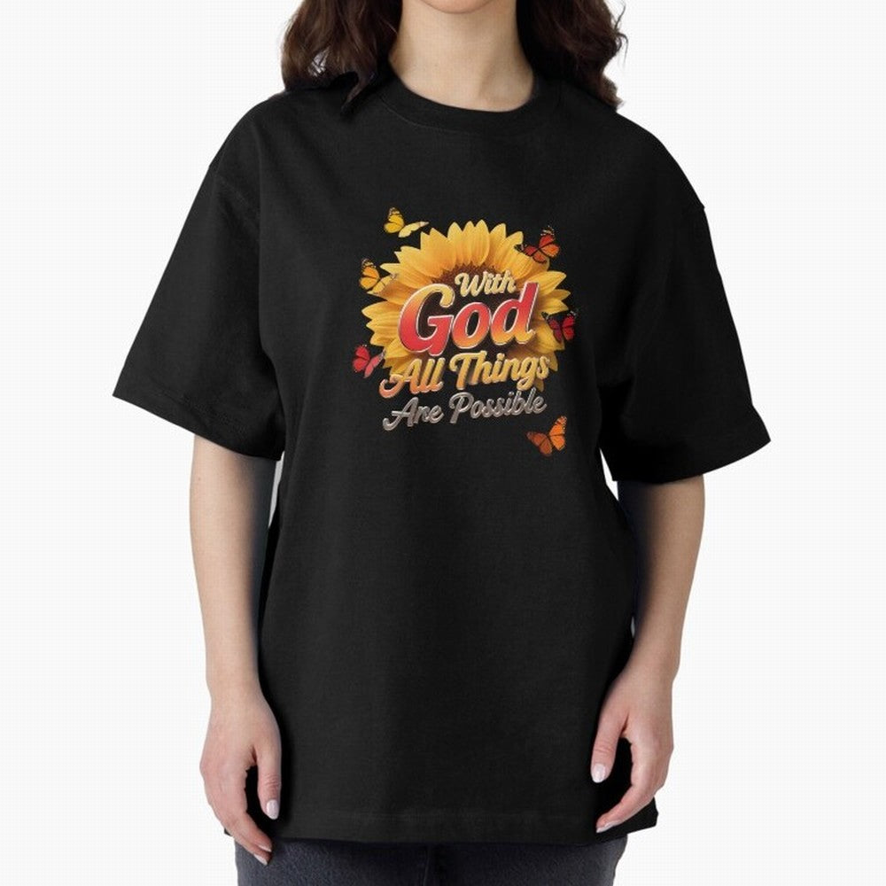 With God all things Are possible T shirt Oversized T-Shirt Share the Excitement of FIFA World Cup 2026 Group Stage for Fans of Haaland and England, Bringing Championship Spirit, Famous Goals, Roaring Crowds and International Football Unity; Ideal