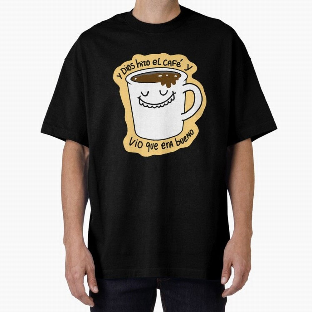 Y Dios Hizo El Caf Y Vio Que Era Bueno Oversized T-Shirt Bring Retro Soccer Energy to the FIFA World Cup 2026 Journey through Messi and Cristiano Ronaldo Highlights, Spain Pride, Worldwide Fan Energy, Dramatic Goals, Stadium Lights and Championship