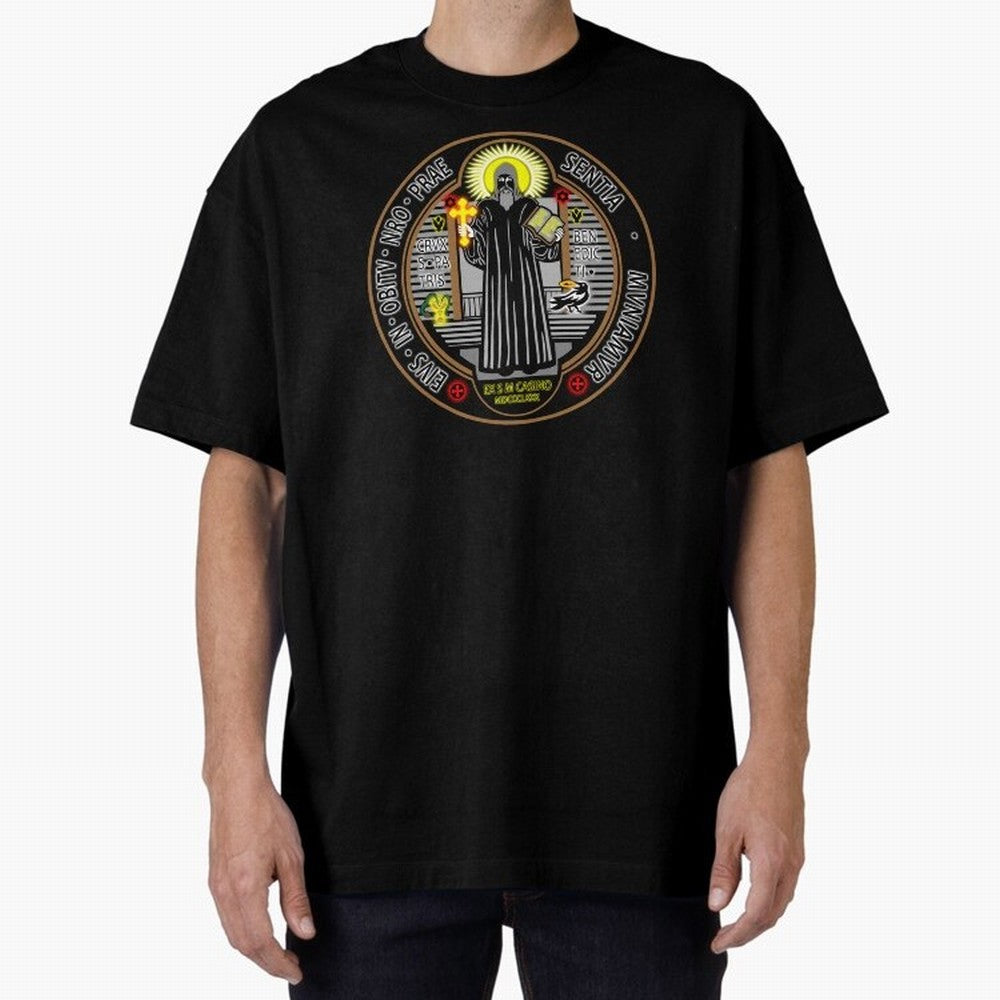 Medalla de San Benito Color Frontal Oversized T-Shirt Bring World Football Passion into Global Football Passion for FIFA World Cup 2026, Celebrating CR7 and Messi, Argentina and Brazil, Football Passion, Legendary Performances, Festival Vibes and