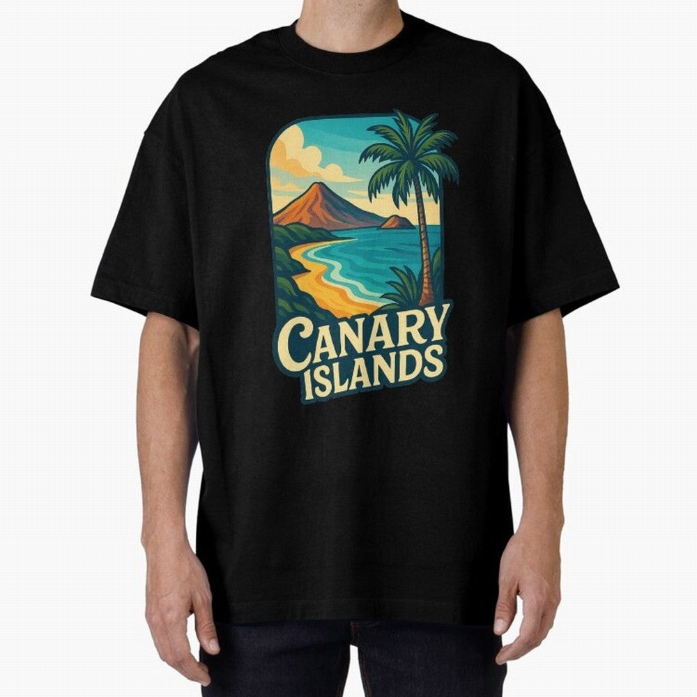 Tropical Shoreline of the Canary Islands Spain Oversized T-Shirt Bring Supporter Culture to FIFA World Cup 2026 Group Stage for Fans of Cristiano Ronaldo and France and Portugal, Bringing Stadium Chants, National Pride, Trophy Dreams and