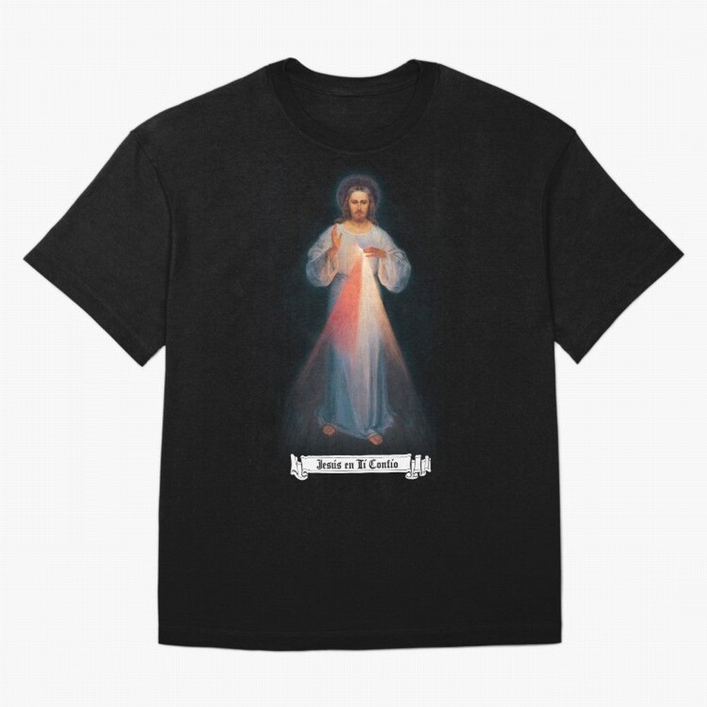 Imagen de la Divina Misericordia, JES¨²S EN T¨ª CONF¨ªO regalos cat¨®licos y cristianos, Oversized T-Shirt Carry National Pride through FIFA World Cup 2026 USA Canada Mexico Capturing Mbappe and Neymar, Spain Energy, Retro Football Energy, Iconic