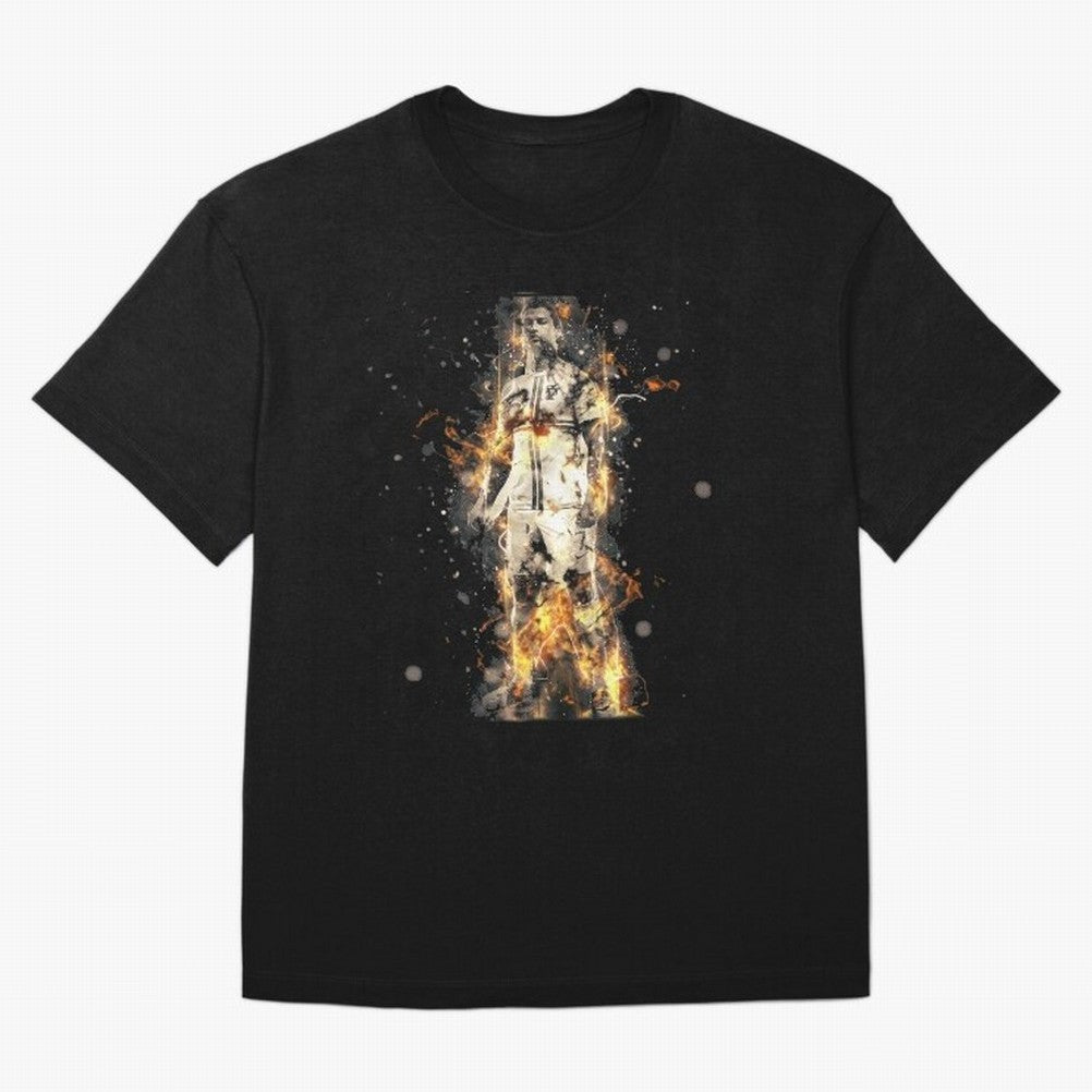 Ronaldo On Fire T Shirt Cristiano Cr7 Soccer S Jersey Men Madrid 7 Portugal Football Real White Kids Tee Mens Black Oversized T-Shirt Follow the Road to FIFA World Cup 2026 USA Canada Mexico for Fans of Messi, CR7 and Mbappe and Argentina, France