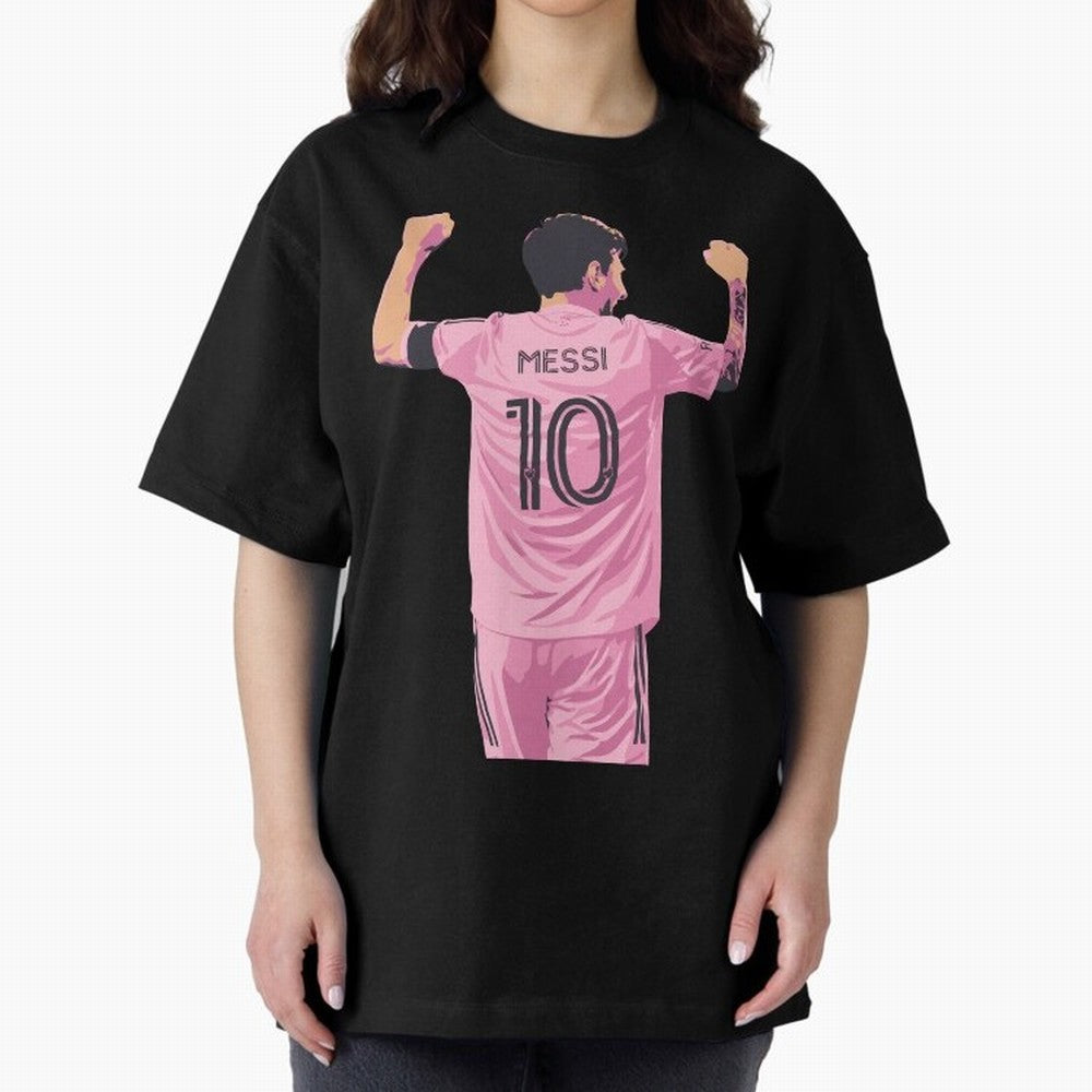 Lionel Messi Celebration Oversized T-Shirt Join the Global Buzz around Global Football Passion for FIFA World Cup 2026, Featuring Haaland and Mbappe, Argentina, France and Brazil, Sports Nostalgia, International Competition, Famous Players and