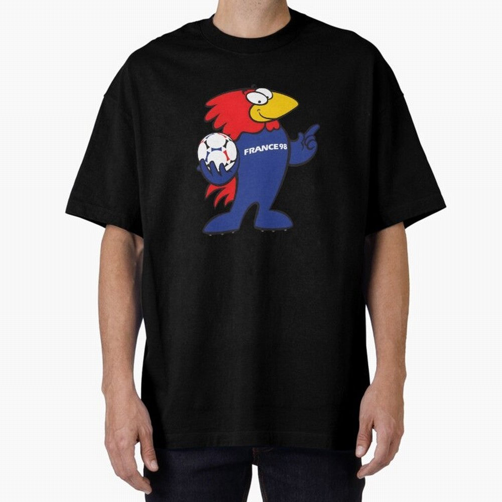 Footix - World Cup 98' Mascote Logo Oversized T-Shirt Share Match Day Hype around FIFA World Cup 2026 USA Canada Mexico, Cristiano Ronaldo, Germany, Championship Spirit, Famous Goals, Roaring Crowds and International Football Unity; Made for
