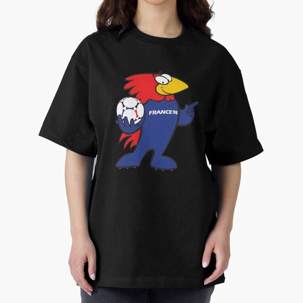 Footix - World Cup 98' Mascote Logo Oversized T-Shirt Share Match Day Hype around FIFA World Cup 2026 USA Canada Mexico, Cristiano Ronaldo, Germany, Championship Spirit, Famous Goals, Roaring Crowds and International Football Unity; Made for