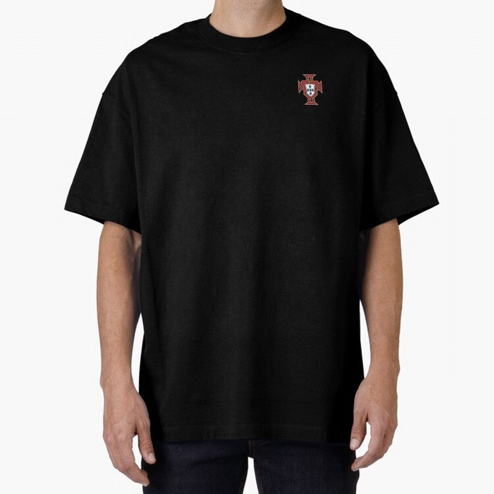 Portugal Soccer Logo Sticker Oversized T-Shirt Celebrate Supporters United by Match Day Hype around FIFA World Cup 2026, Haaland and Mbappe, Spain and Netherlands, Retro Football Energy, Iconic Rivalries, Trophy Chase Drama and Stadium Atmosphere;