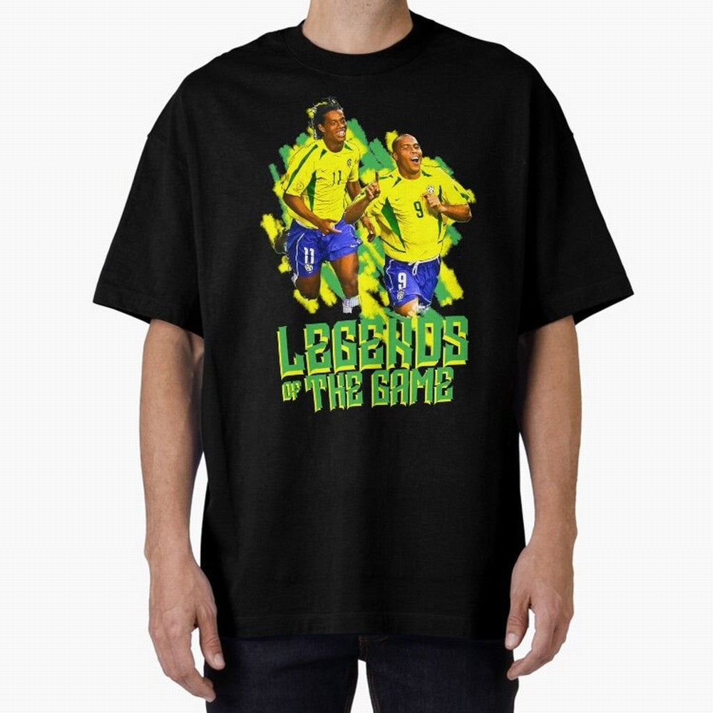 Ronaldinho and ronaldo brazil football print art Oversized T-Shirt Turn Every Weekend Toward FIFA World Cup 2026 Group Stage Filled with CR7, Portugal, Spain and Germany Energy, Champion Mindset, Group Stage Buzz, Knockout Tension and Passionate