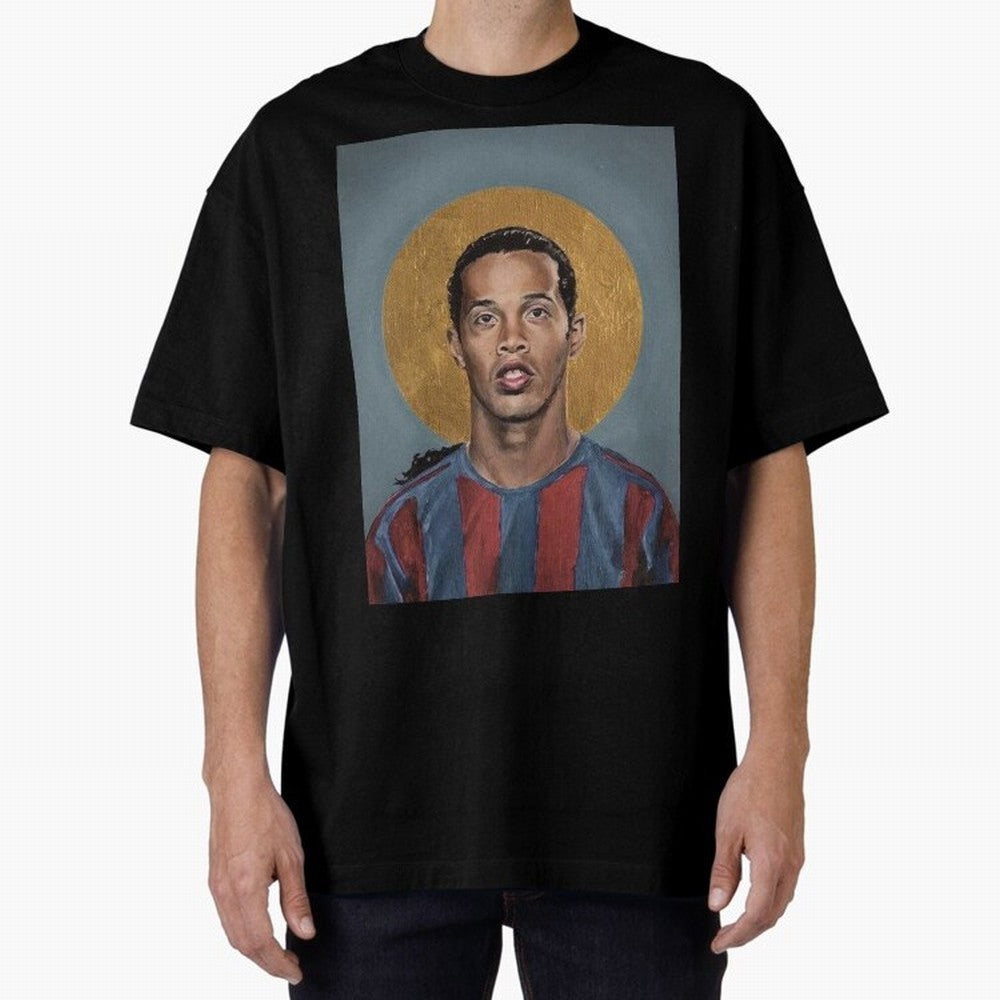 Art Ronaldinho Painting Oversized T-Shirt Celebrate Global Passion for Match Day Hype around FIFA World Cup 2026 Group Stage, CR7, England, Championship Spirit, Famous Goals, Roaring Crowds and International Football Unity; Created for Match Day