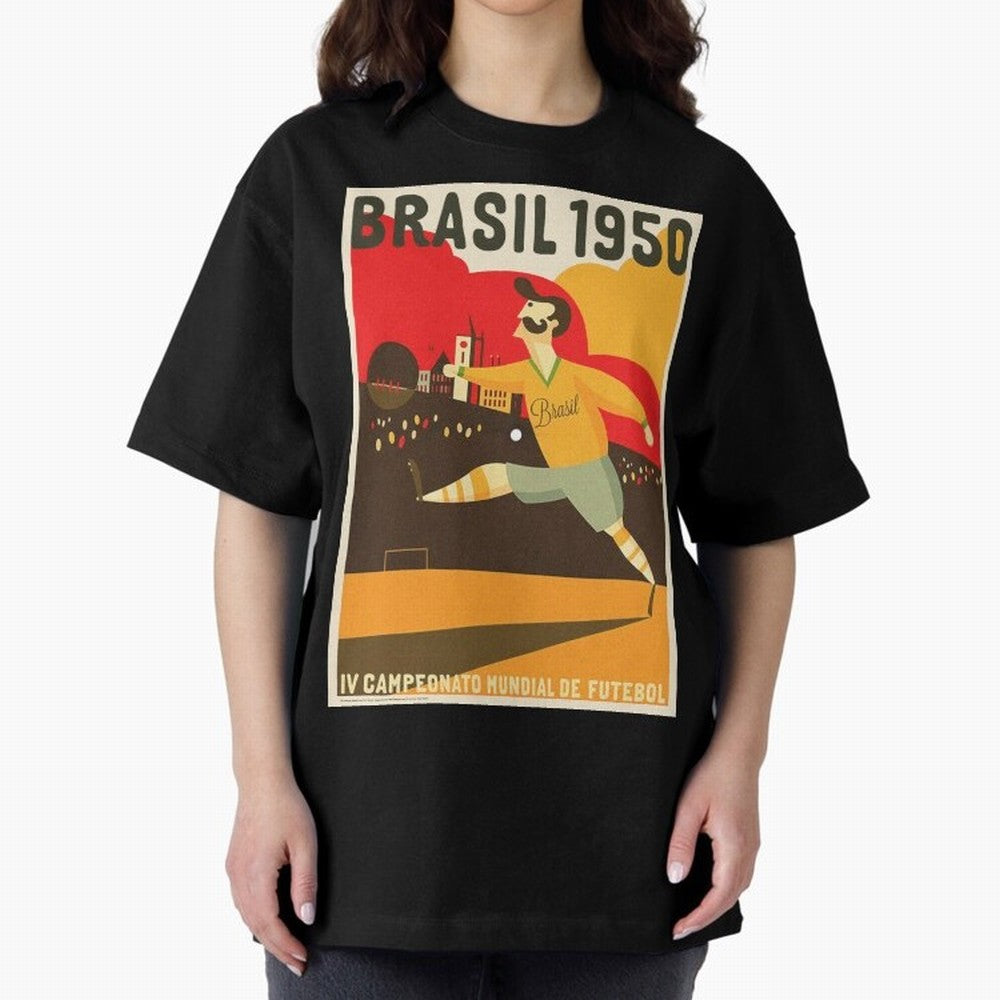 Brasil 1950 World Cup Oversized T-Shirt Refresh Global Football Passion for FIFA World Cup 2026 Group Stage, Filled with Messi, CR7 and Mbappe, Argentina and Brazil, Global Supporter Spirit, Legendary Goals, National Colors and Tournament