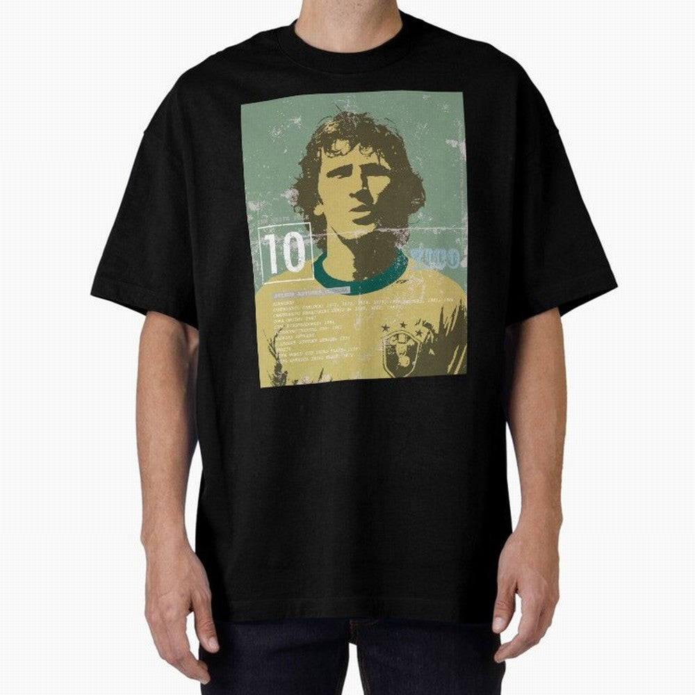Zico Oversized T-Shirt Keep the Match Day Mood of Match Day Hype around FIFA World Cup 2026 USA Canada Mexico, Neymar, Argentina and Brazil, Classic Soccer Heritage, Championship Pressure, Fan Loyalty and International Pride; Built for Supporters