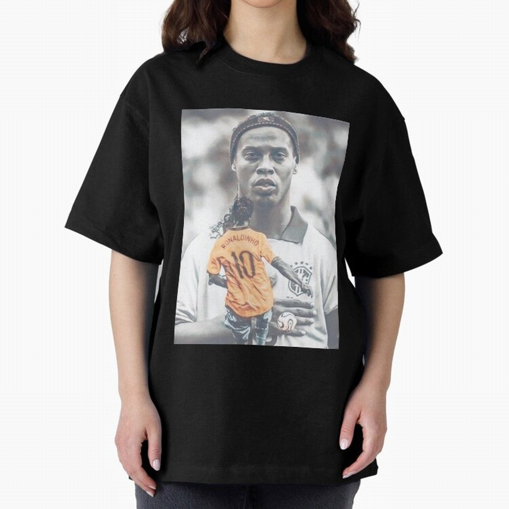 Wallpaper Ronaldinho Illustration Oversized T-Shirt Show Fan Pride Across Match Day Hype around FIFA World Cup 2026 USA Canada Mexico, CR7 and Messi, Brazil, Portugal and Argentina, Football Passion, Legendary Performances, Festival Vibes and