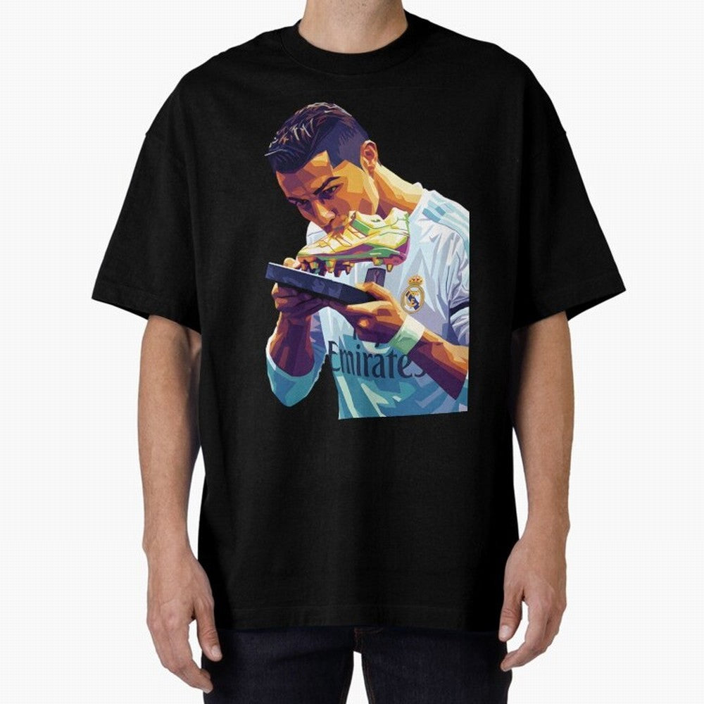 Ronaldo pop art Oversized T-Shirt Honor Football Greatness during FIFA World Cup 2026 Spirit, Driven by Argentina and Brazil, CR7 and Messi, Match Day Excitement, Supporter Culture, Golden Goals and Global Football Passion; Made for Collectors Who