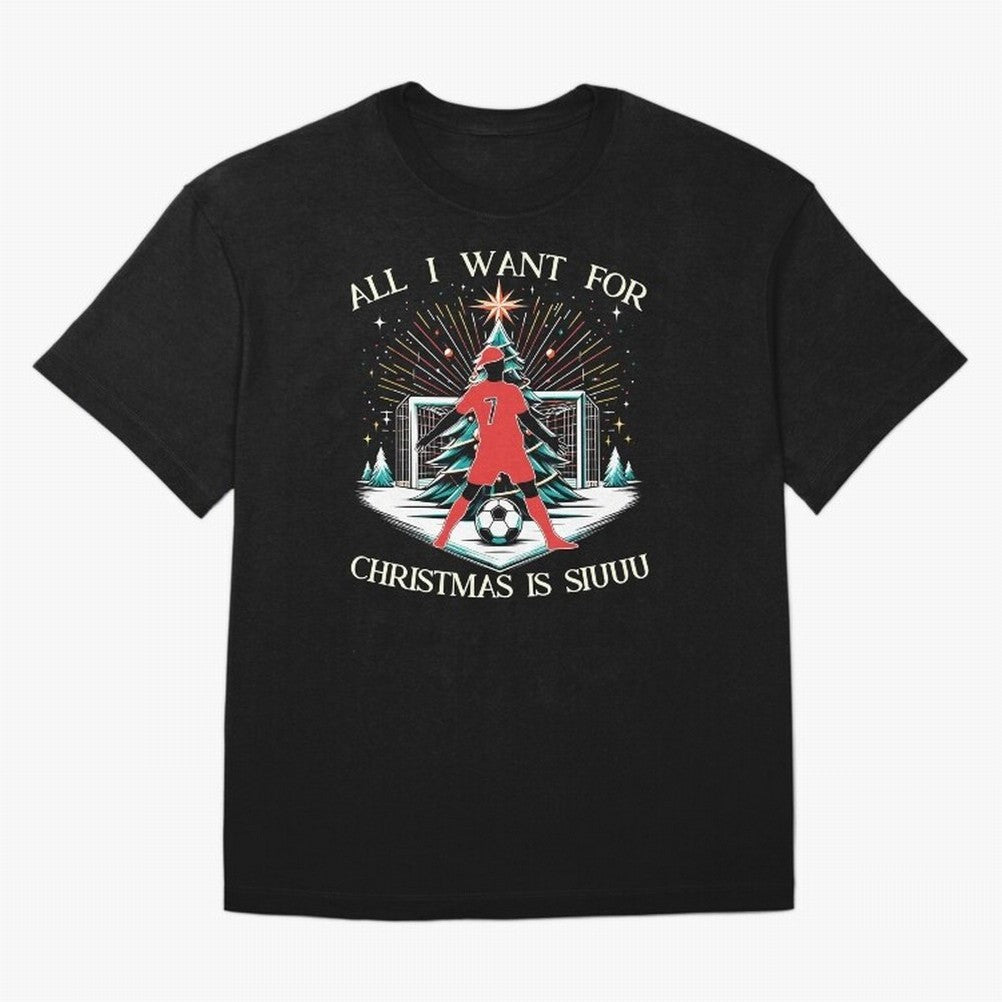 All I Want For Christmas Is Siuuu CR7 fans Christian Ronaldo Xmas Oversized T-Shirt Celebrate Soccer Greatness during FIFA World Cup 2026 Group Stage Spirit, Built around Portugal, Spain and Germany, Cristiano Ronaldo, Retro Football Energy, Iconic