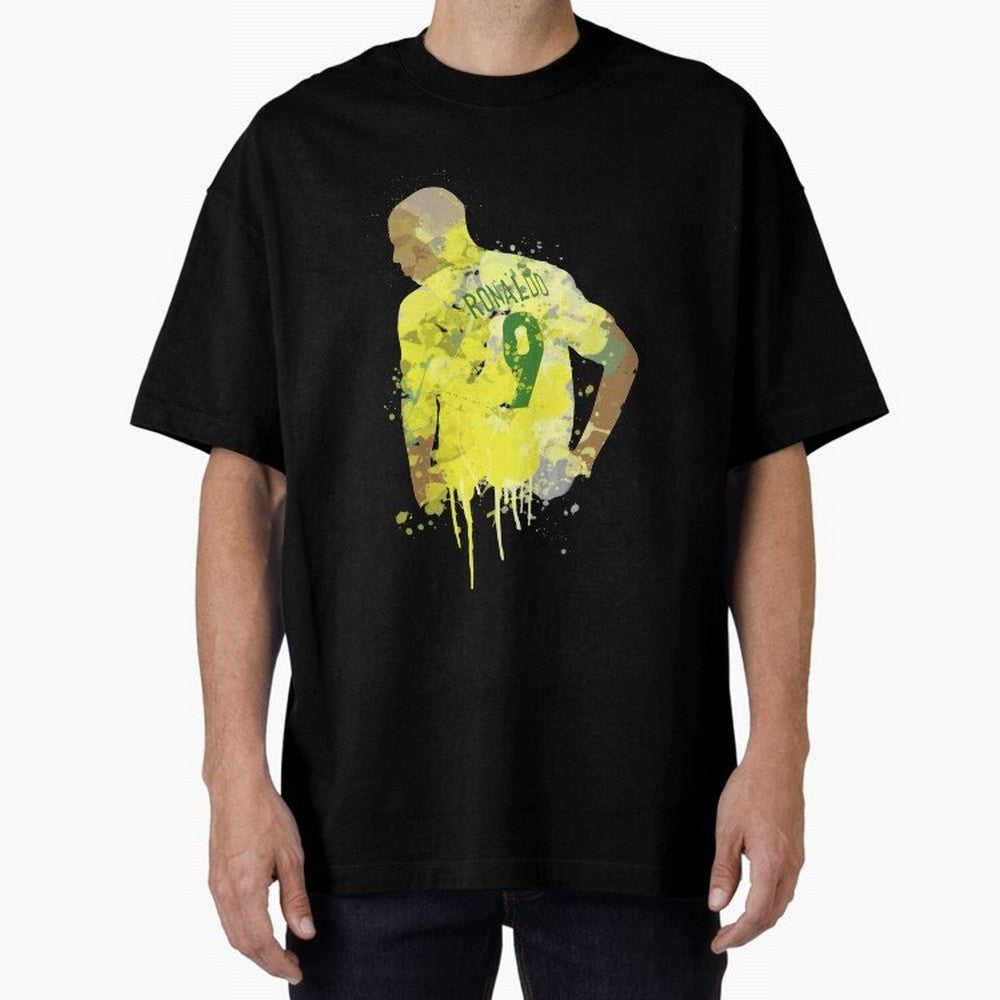 Ronaldo Brazil Legend Art Oversized T-Shirt Create FIFA World Cup 2026 Spirit, Featuring Spain, CR7 and Messi, Global Supporter Spirit, Legendary Goals, National Colors and Tournament Celebration; Perfect for People Who Love Argentina, Brazil,