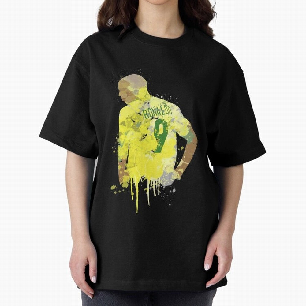 Ronaldo Brazil Legend Art Oversized T-Shirt Create FIFA World Cup 2026 Spirit, Featuring Spain, CR7 and Messi, Global Supporter Spirit, Legendary Goals, National Colors and Tournament Celebration; Perfect for People Who Love Argentina, Brazil,