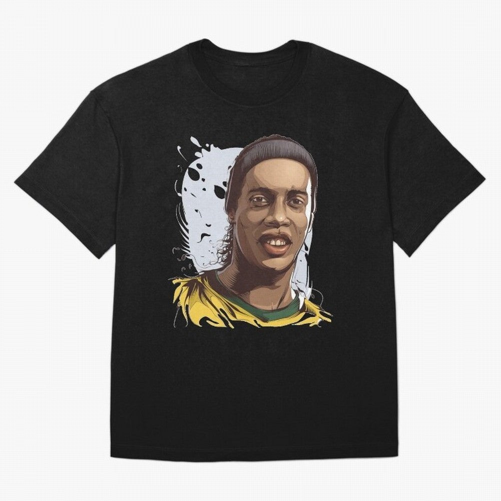 Illustration Ronaldinho Art Oversized T-Shirt Live the Energy of FIFA World Cup 2026 USA Canada Mexico Spirit, Filled with France, CR7, Stadium Memories, Football Loyalty, International Chants and Championship Tradition; Perfect for Fans,
