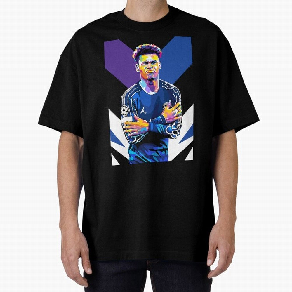 Desire Doue in WPAP Style Oversized T-Shirt Live the Energy of Match Day Hype around FIFA World Cup 2026 Group Stage, Messi, CR7 and Mbappe, Spain, Champion Mindset, Group Stage Buzz, Knockout Tension and Passionate Fan Culture; Made for Die Hard