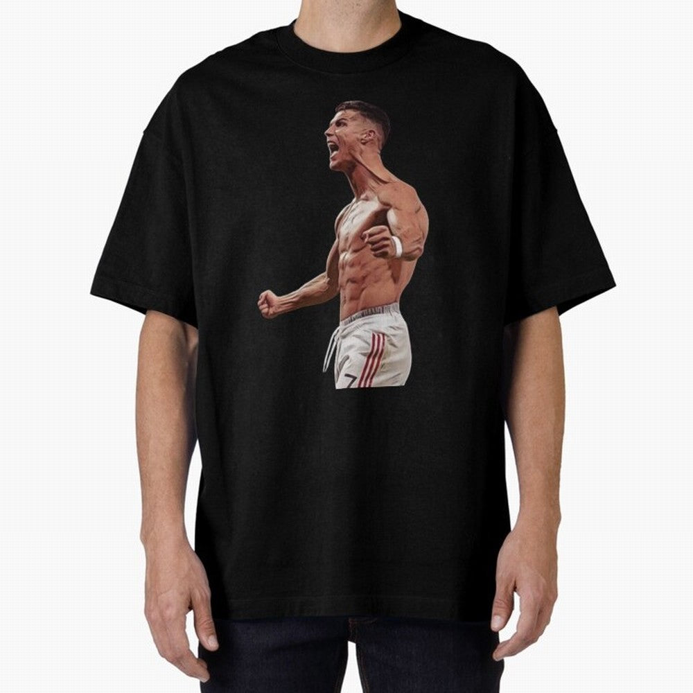 Ronaldo Last Minute Goal Celebration United 7 Oversized T-Shirt Fuel FIFA World Cup 2026 Group Stage Spirit, Highlighting Germany, Messi, Neymar and Mbappe, Retro Football Energy, Iconic Rivalries, Trophy Chase Drama and Stadium Atmosphere; Great