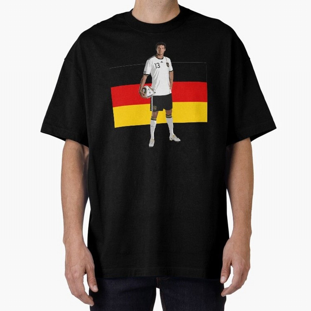 Michael Ballack - German Football Legend Oversized T-Shirt Show Passion for the Stars of FIFA World Cup 2026 Group Stage for Fans of Mbappe and Argentina, France and Brazil, Bringing Global Supporter Spirit, Legendary Goals, National Colors and