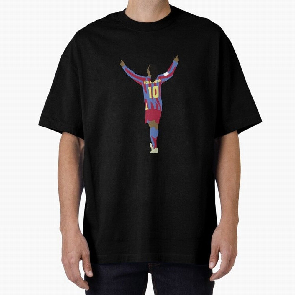 Ronaldinho FC Barcelona Oversized T-Shirt Join Supporters Worldwide for FIFA World Cup 2026 Group Stage Spirit, Driven by England, Mbappe, Tournament Hype, Historic Matchups, Family Viewing Parties and Global Sports Pride; Made for Collectors Who
